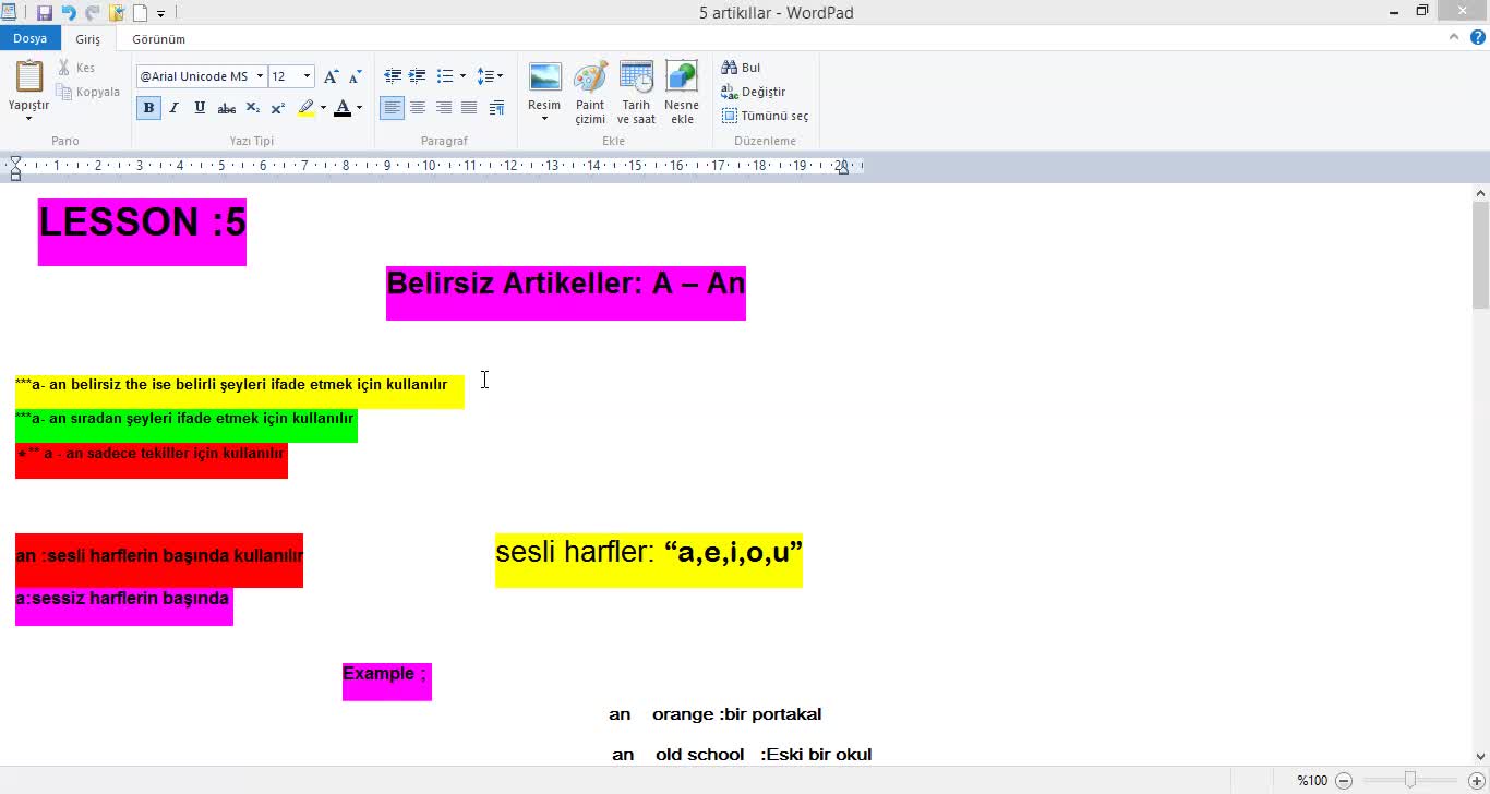 5 - The ve A - An Artikıllerı