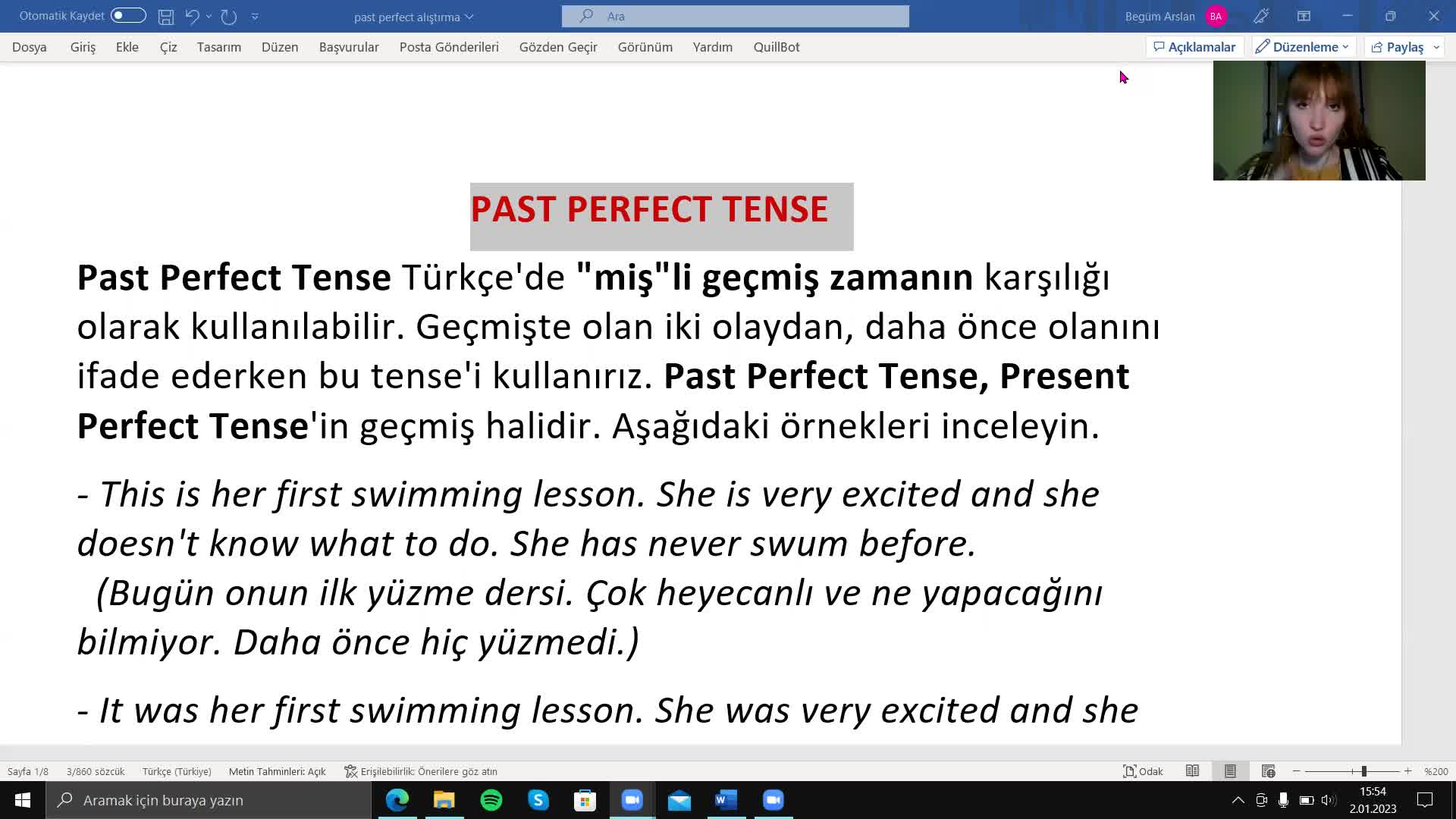 2. Past Perfect Tense