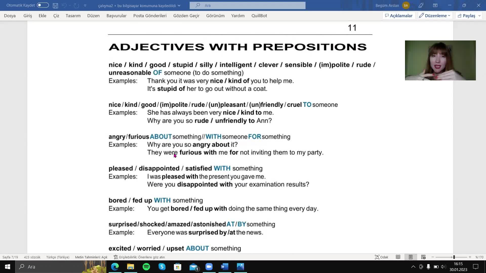 12. Adjectives with Prepositions (Sıfatlarla Kullanılan Edatlar)	